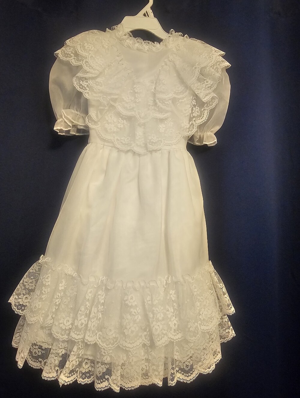 White Lace Ruffle Girls' Dress - Classic Formal Occasion Size 6/6x